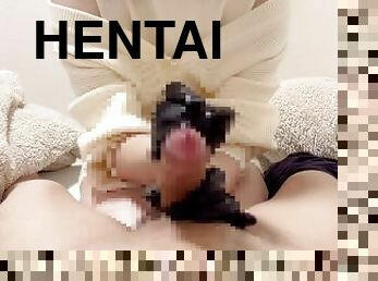 amateur, ejaculation-sur-le-corps, maison, japonais, branlette, bukkake, hentai, fétiche, bite