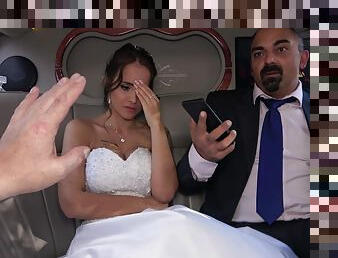 Latina bride fucks with her father-in-law in the back of the limo