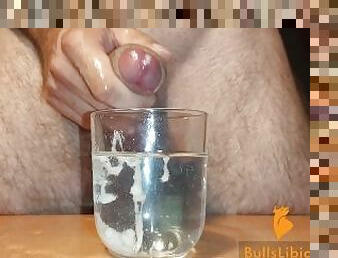 Dick Slapping, Jerking Off and Moaning  Cumming in a Glass of Water in 4K