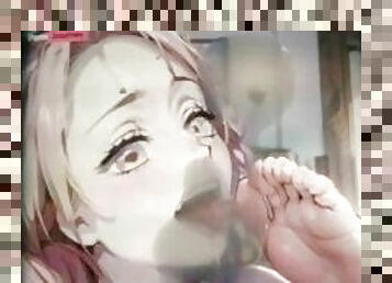 Mitsuri sucking foot fetish from Demon Slayer - Jizz Tribute