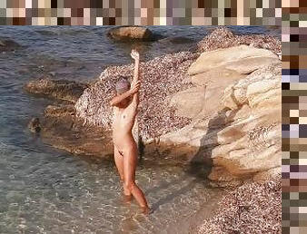 nudiste, public, amateur, cam, plage, voyeur, parfait, fétiche, réalité, petits-seins