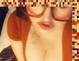 BIG BOOBS, Sexy Nerd VELMA from SCOOBY DOO Relaxes Shaggy after a Mystery and SQUIRTS!