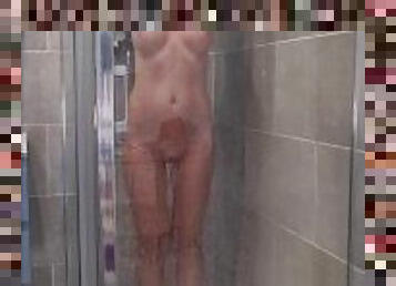 REAL AMATEUR MILF taking a shower and you may notice that there is something shiny added into butt