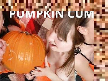 PUMPKIN PIE CUMSHOT / Two Horny Witches Having Threesome / Kate Quinn / Mary Frost