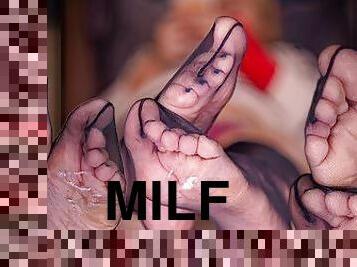 amatööri, milf, saksalainen, jalat, pitkät-sukat, mälli, blondi, fetissi, nailon