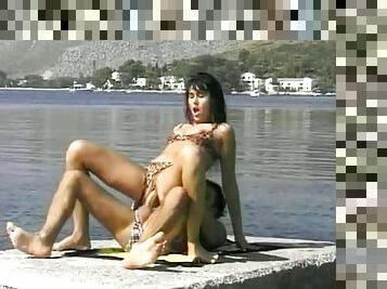 Naughty German Woman Eating Warm Cum On The Beach
