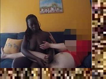 Wonderful smooth handjob by amateur beautiful African housemaid Stella #0016
