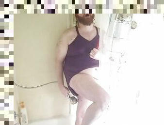 little ABDL Femboy Dances in tub dressed in purple nighty