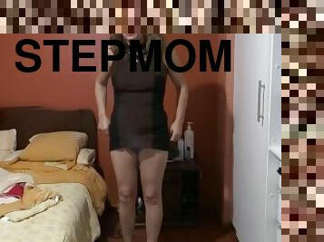 First time stepmom shows off and masturbates while I jerk off