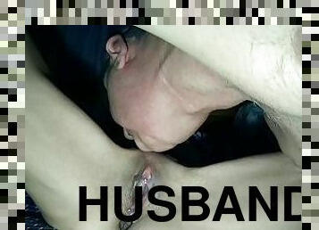 My husband eat & clean his own cum from my pussy