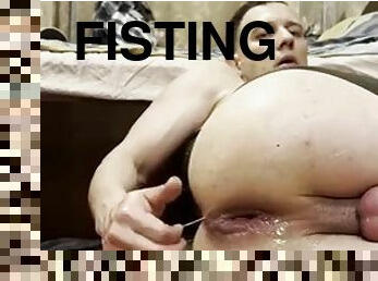 fisting, anal, leksak, gay, europeisk, euro, sovrum, latex, ensam